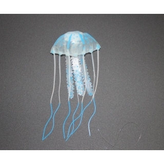 Декор "Медуза" из силикона для аквариума, плавающая. Цвет голубой.