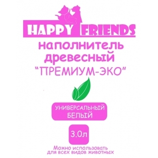 Наполнитель древесный "Happy Friends" Оптима-Эко, объем 3 л
